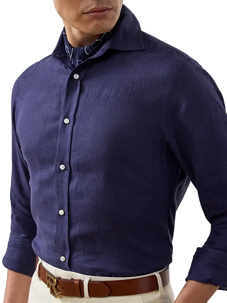 Ralph Lauren Purple Label Men's Linen Shirt | Thumbnail 4 Ralph Lauren Purple Label Men's Linen Shirt | Thumbnail 4