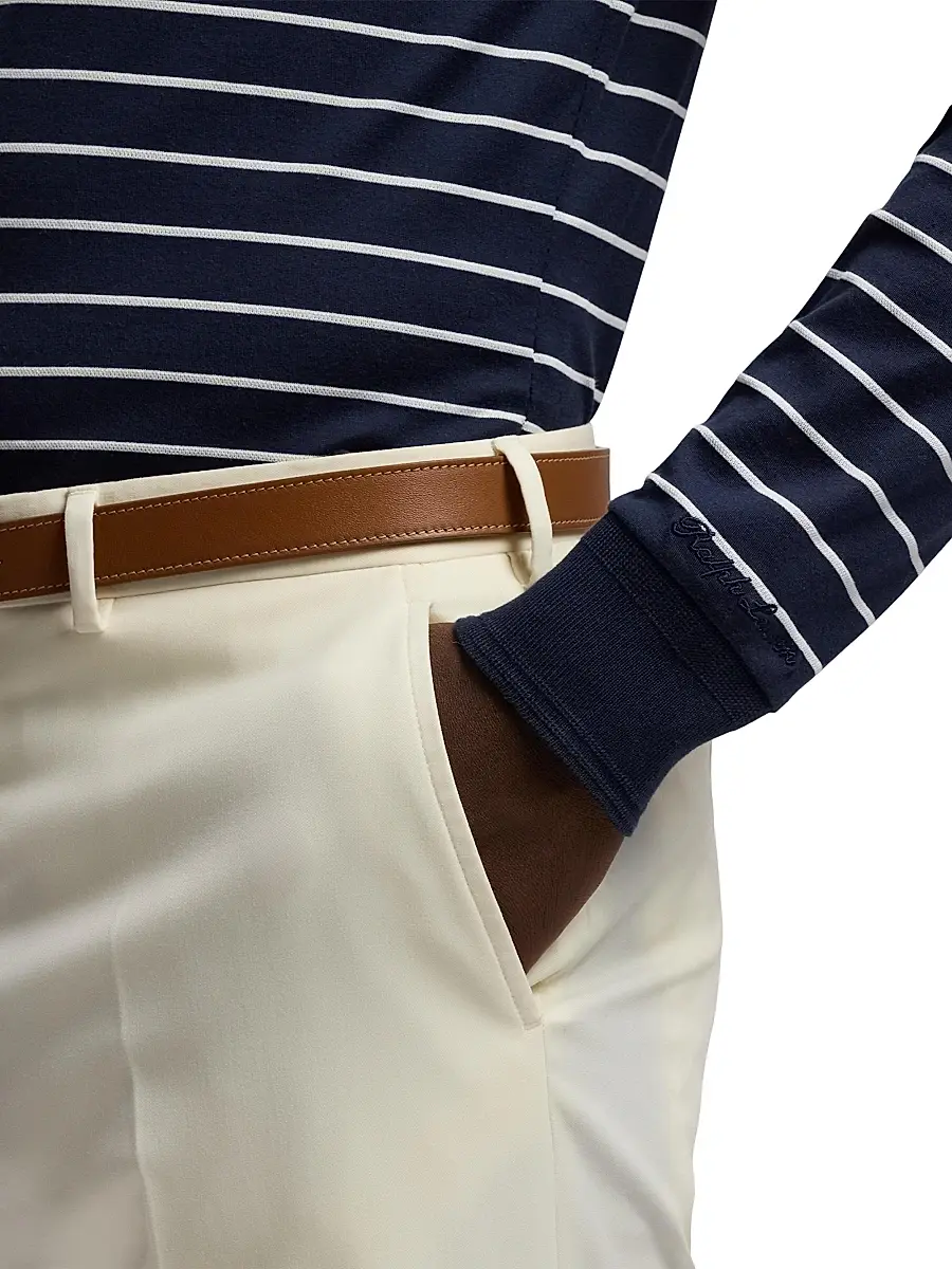 Ralph Lauren Purple Label Men's Striped Lisle-Piqué Long-Sleeve T-Shirt - Classic Chairman Navy | Thumbnail 6 Ralph Lauren Purple Label Men's Striped Lisle-Piqué Long-Sleeve T-Shirt - Classic Chairman Navy | Thumbnail 6