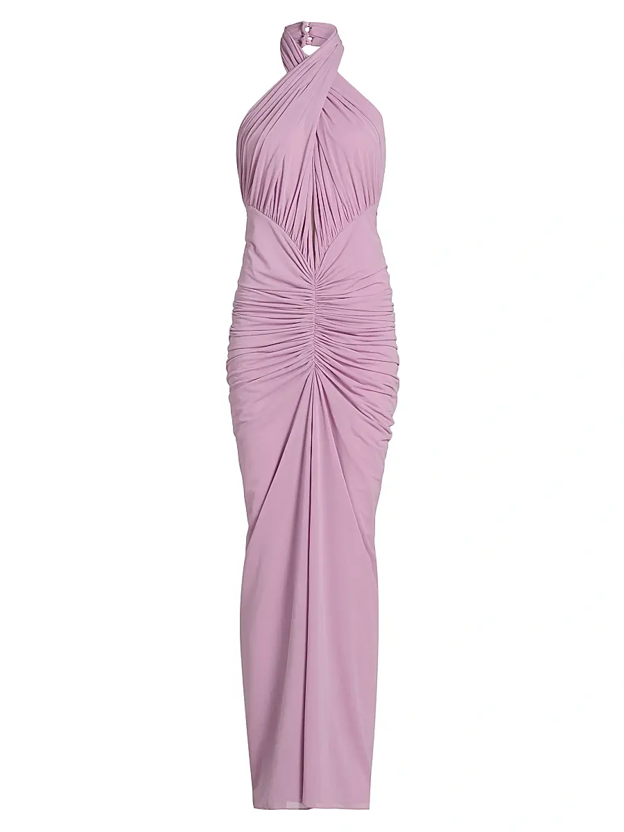 Ronny Kobo Women's Monique Gathered Halterneck Dress - Mauve Mist | Image 1 Ronny Kobo Women's Monique Gathered Halterneck Dress - Mauve Mist | Image 1