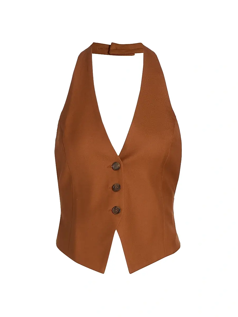 Ronny Kobo Women's Lido Wool-Blend Vest - Rust | Image 1 Ronny Kobo Women's Lido Wool-Blend Vest - Rust | Image 1