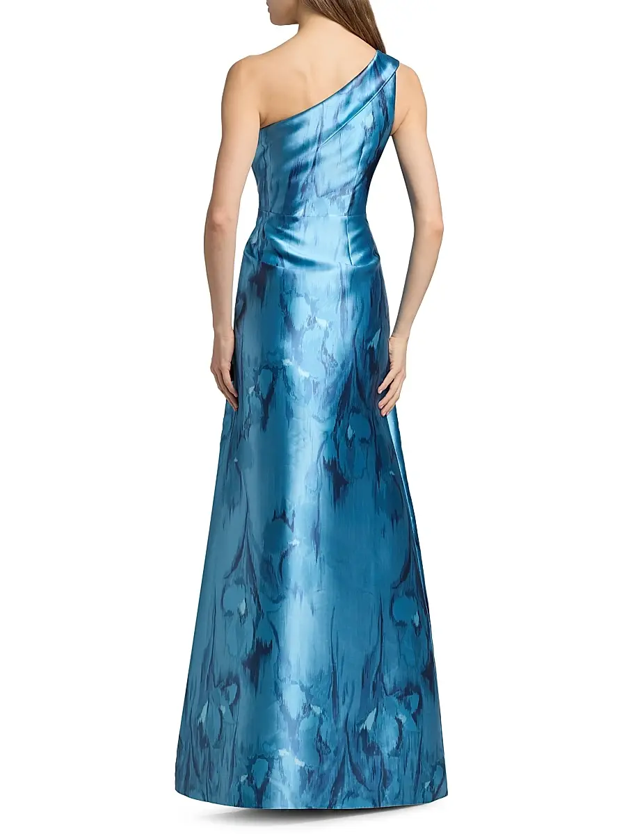 Kay Unger Women's Faith Printed Mikado One-Shoulder Gown | Thumbnail 5 Kay Unger Women's Faith Printed Mikado One-Shoulder Gown | Thumbnail 5