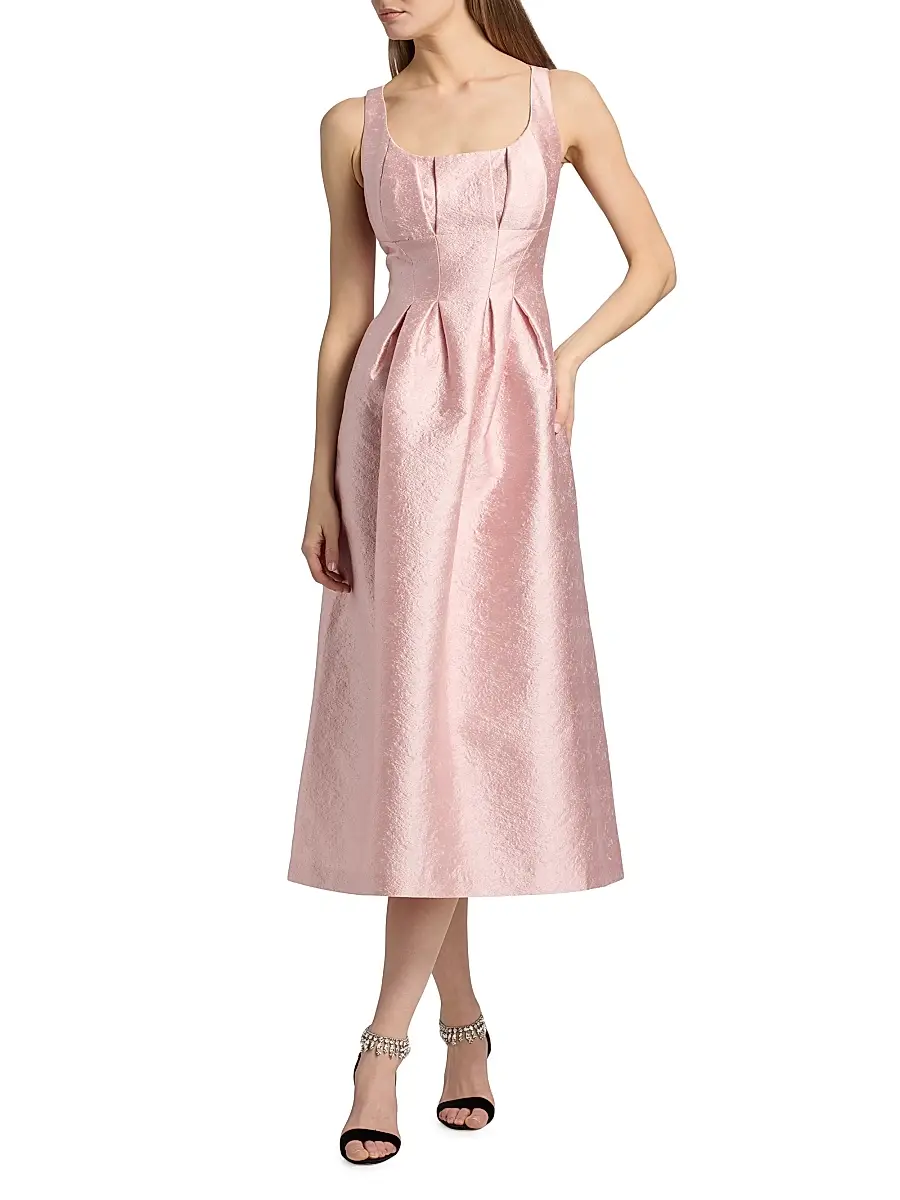 Kay Unger Women's June Jacquard Tea-Length Cocktail Dress | Thumbnail 2 Kay Unger Women's June Jacquard Tea-Length Cocktail Dress | Thumbnail 2