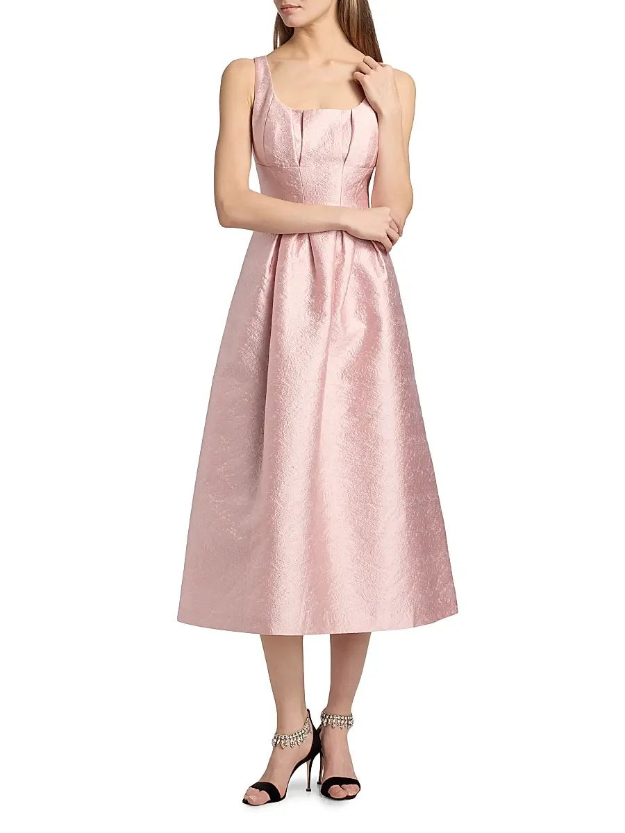 Kay Unger Women's June Jacquard Tea-Length Cocktail Dress | Thumbnail 3 Kay Unger Women's June Jacquard Tea-Length Cocktail Dress | Thumbnail 3