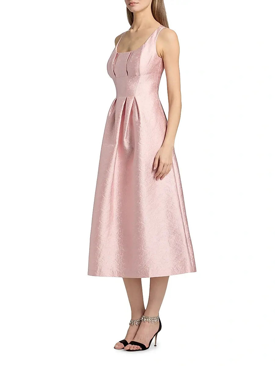 Kay Unger Women's June Jacquard Tea-Length Cocktail Dress | Thumbnail 4 Kay Unger Women's June Jacquard Tea-Length Cocktail Dress | Thumbnail 4