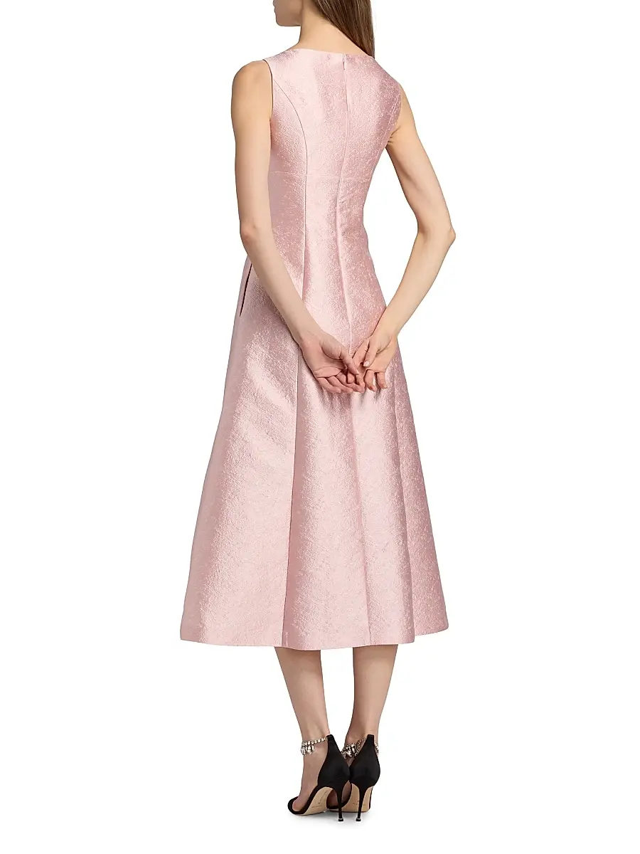 Kay Unger Women's June Jacquard Tea-Length Cocktail Dress | Thumbnail 5 Kay Unger Women's June Jacquard Tea-Length Cocktail Dress | Thumbnail 5