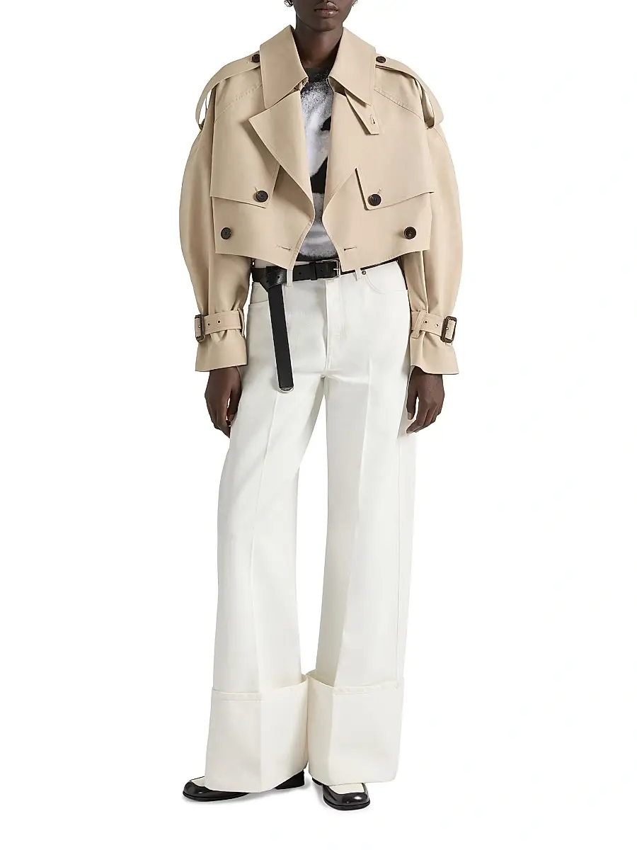 Givenchy Women's Cropped Trench Coat in Cotton - Beige Butter | Thumbnail 2 Givenchy Women's Cropped Trench Coat in Cotton - Beige Butter | Thumbnail 2