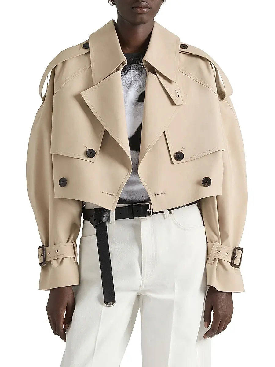 Givenchy Women's Cropped Trench Coat in Cotton - Beige Butter | Thumbnail 3 Givenchy Women's Cropped Trench Coat in Cotton - Beige Butter | Thumbnail 3