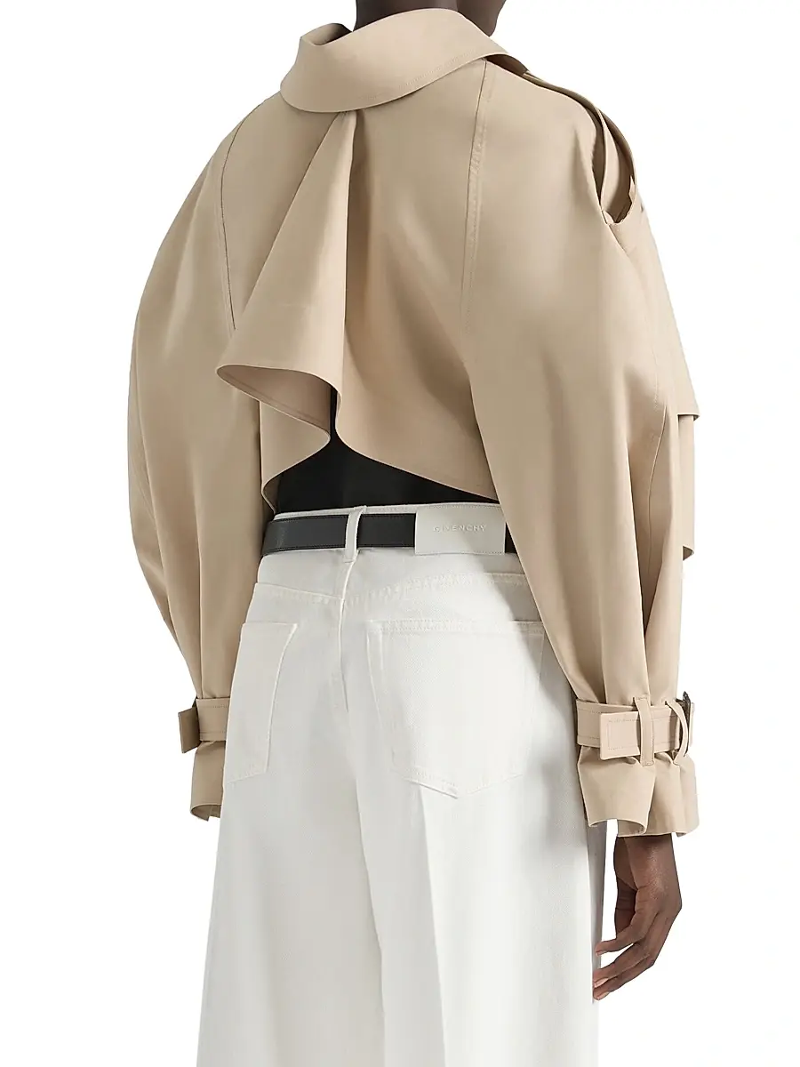 Givenchy Women's Cropped Trench Coat in Cotton - Beige Butter | Thumbnail 4 Givenchy Women's Cropped Trench Coat in Cotton - Beige Butter | Thumbnail 4