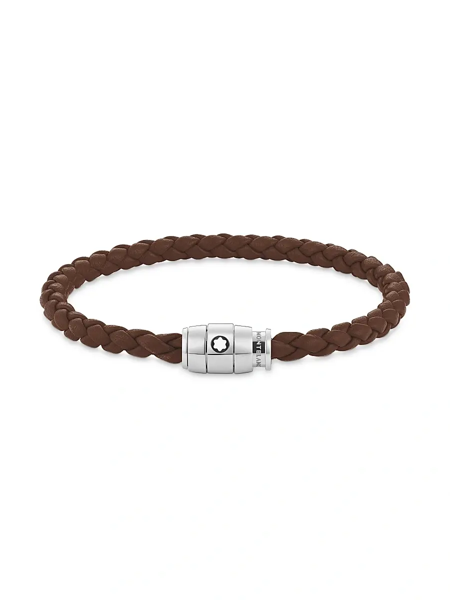 Men's Leather & Stainless Steel Bracelet