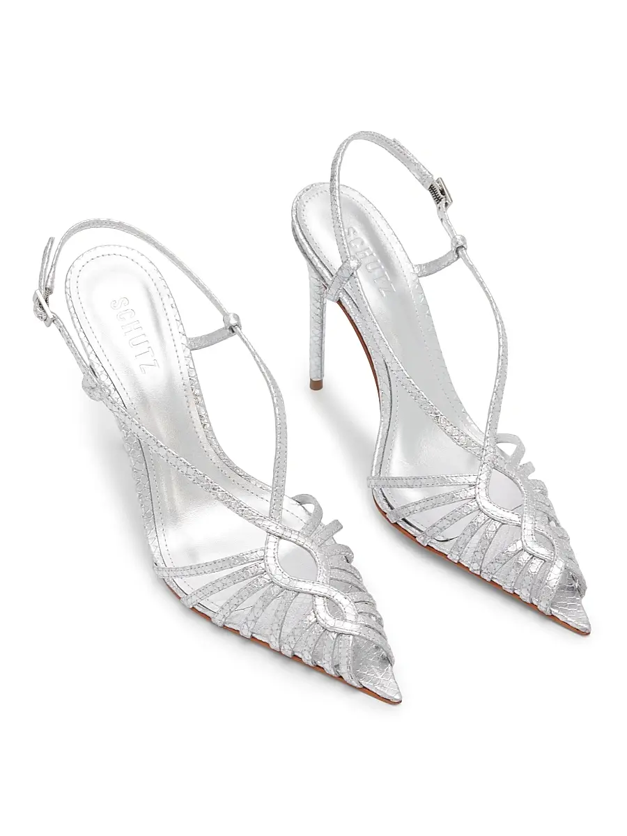 Schutz Women's Seraphine 110MM Snakeskin-Embossed Leather Peep-Toe Sandals | Thumbnail 2 Schutz Women's Seraphine 110MM Snakeskin-Embossed Leather Peep-Toe Sandals | Thumbnail 2