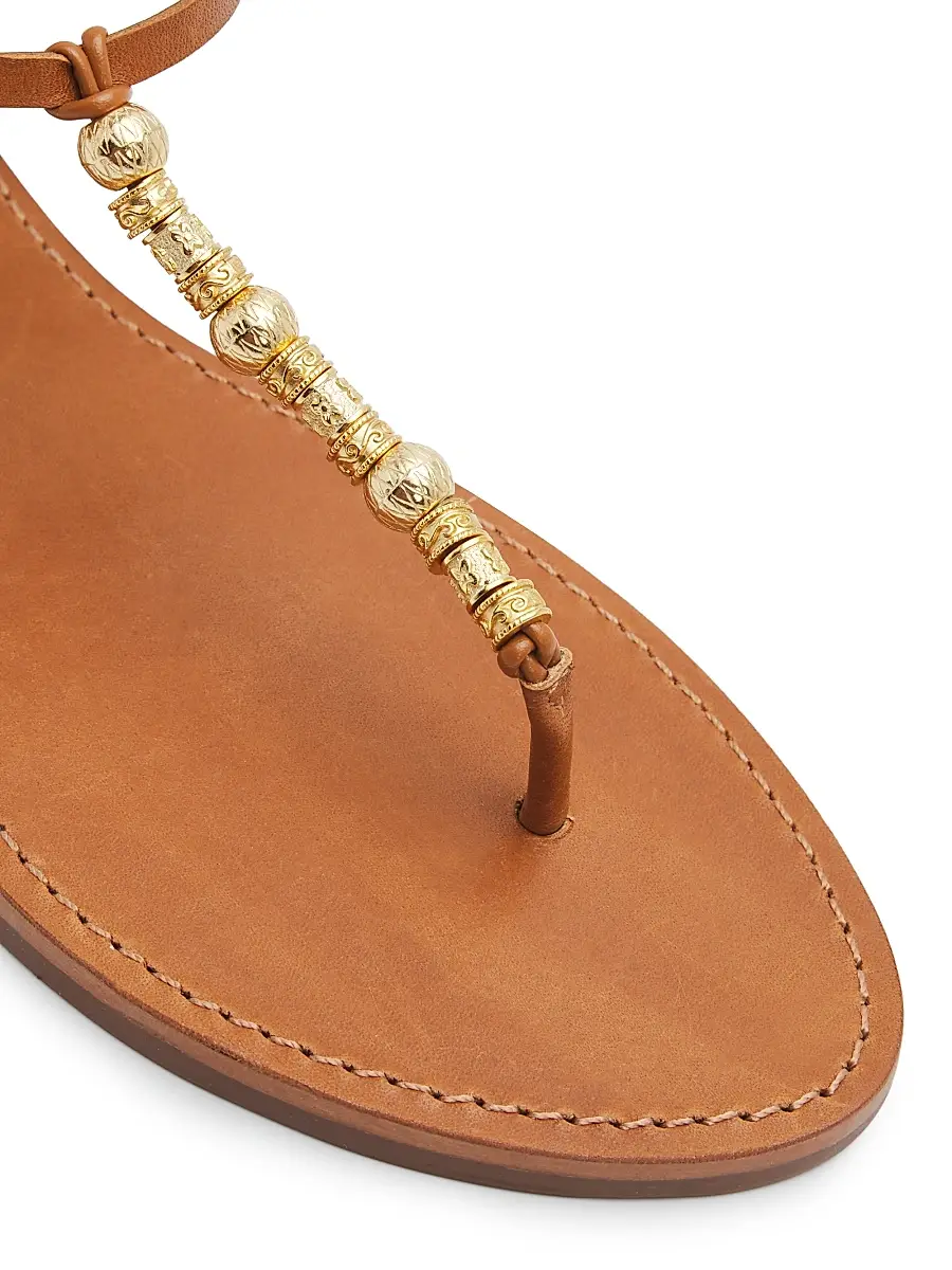 Schutz Women's Nia Beaded Leather T-Strap Sandals | Thumbnail 6 Schutz Women's Nia Beaded Leather T-Strap Sandals | Thumbnail 6