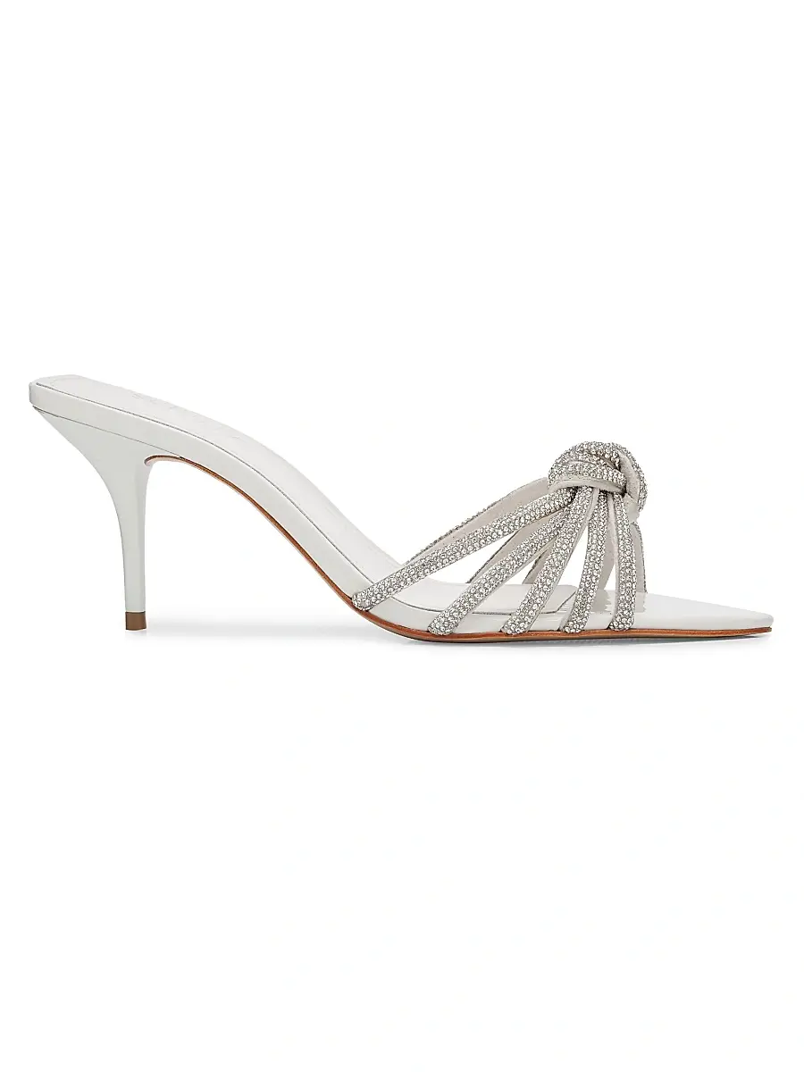 Schutz Women's Pearline 75MM Crystal-Embellished Leather Mules - Cristal White | Image 1 Schutz Women's Pearline 75MM Crystal-Embellished Leather Mules - Cristal White | Image 1