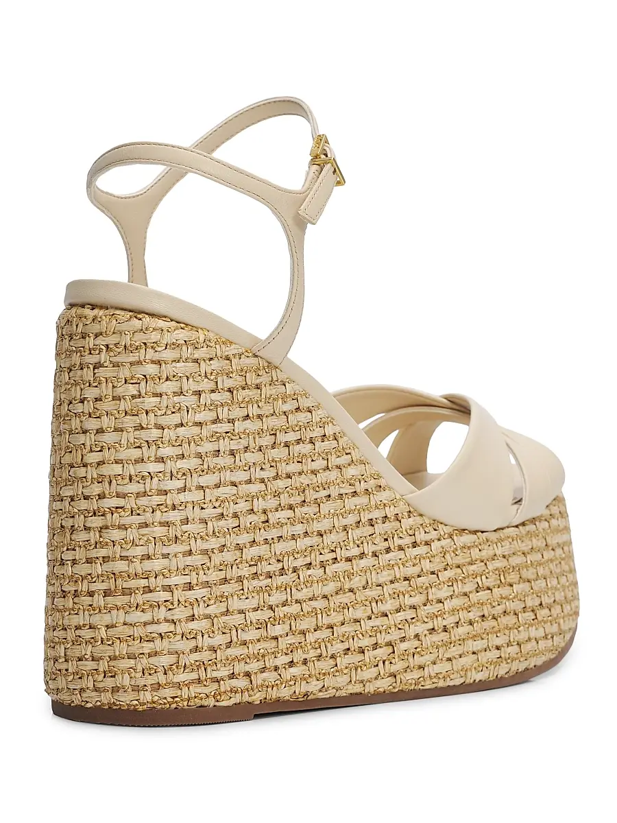 Schutz Women's Keefa 120MM Leather-Raffia Wedge Sandals | Thumbnail 3 Schutz Women's Keefa 120MM Leather-Raffia Wedge Sandals | Thumbnail 3