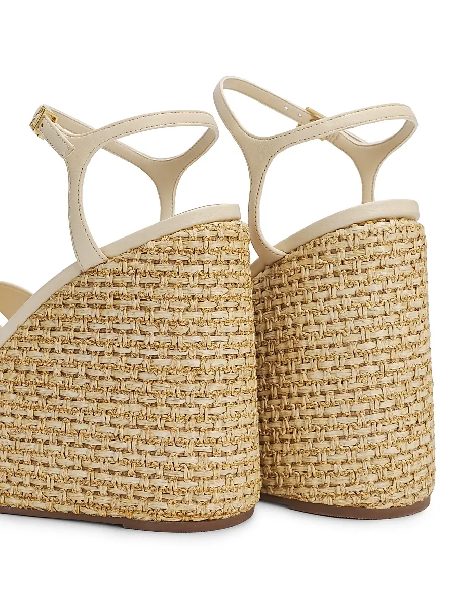 Schutz Women's Keefa 120MM Leather-Raffia Wedge Sandals | Thumbnail 6 Schutz Women's Keefa 120MM Leather-Raffia Wedge Sandals | Thumbnail 6