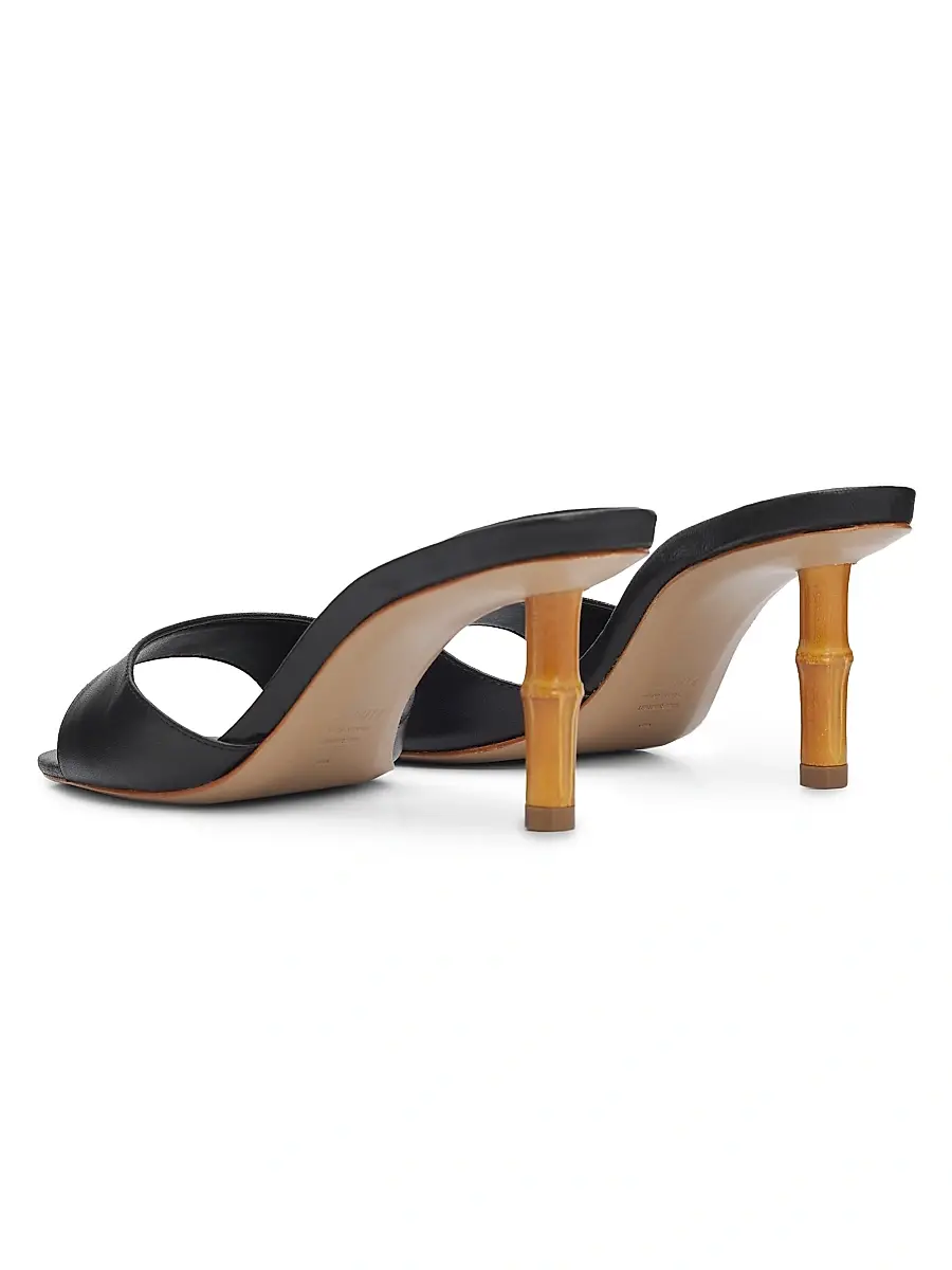 Schutz Women's Leena 75MM Bamboo-Heel Leather Mules | Thumbnail 3
