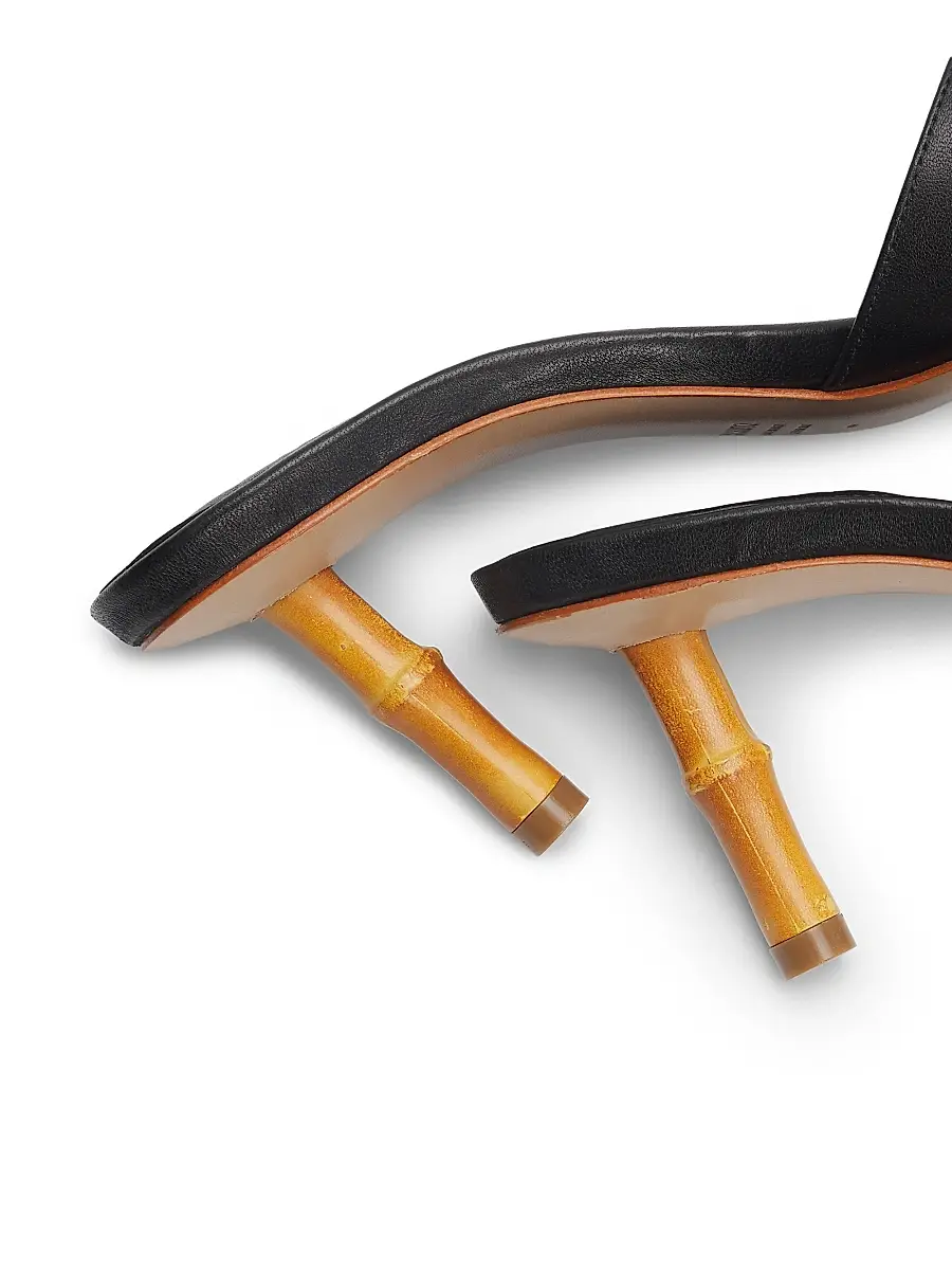 Schutz Women's Leena 75MM Bamboo-Heel Leather Mules | Thumbnail 5