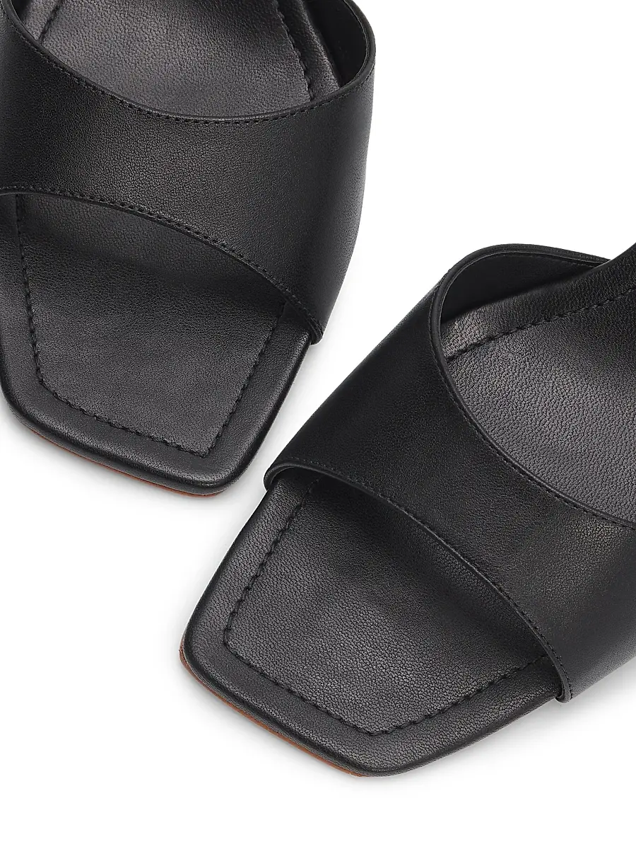 Schutz Women's Leena 75MM Bamboo-Heel Leather Mules | Thumbnail 6