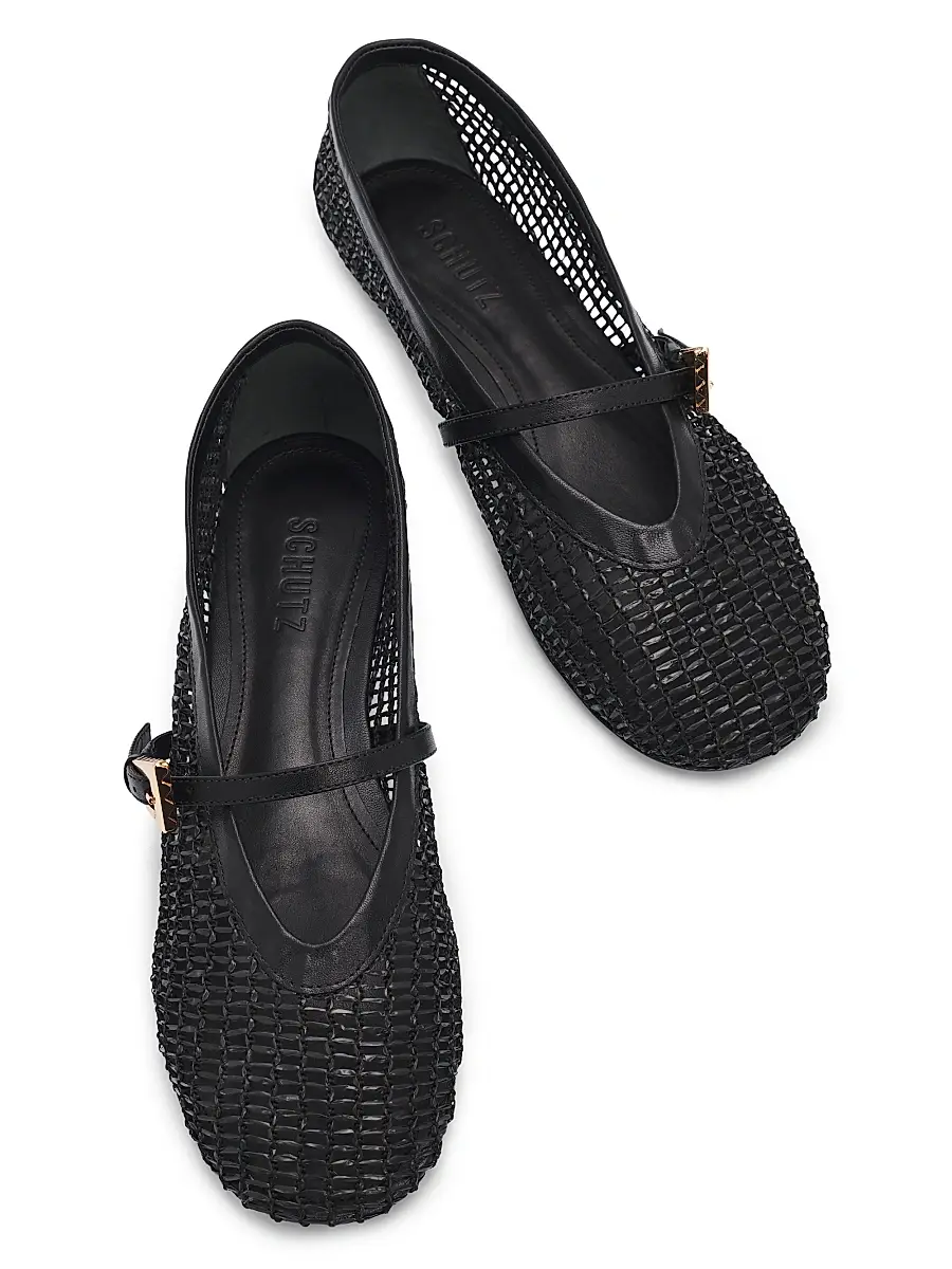 Schutz Women's Sylvie Woven Leather Ballerina Flats | Thumbnail 4 Schutz Women's Sylvie Woven Leather Ballerina Flats | Thumbnail 4