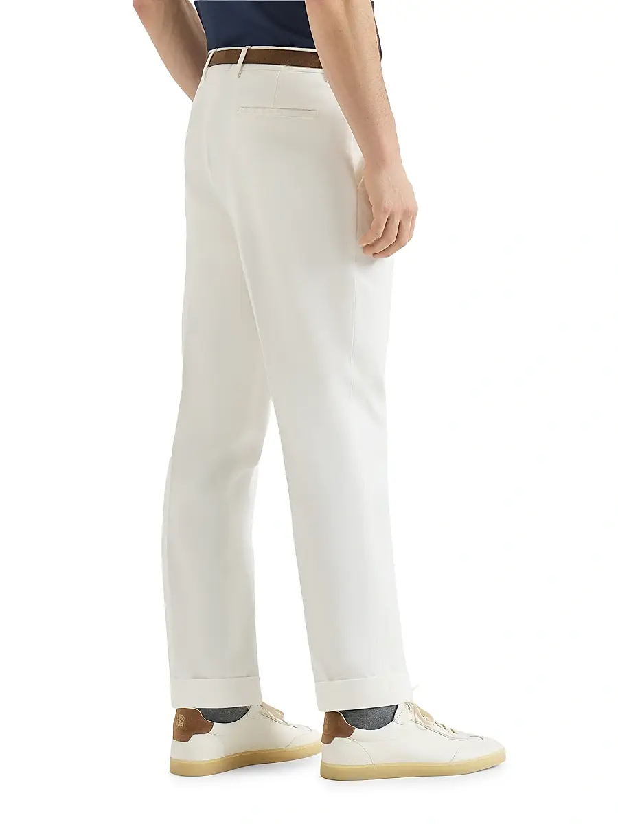 Brunello Cucinelli Men's Garment Dyed Trousers in Twisted Cotton Gabardine | Thumbnail 3 Brunello Cucinelli Men's Garment Dyed Trousers in Twisted Cotton Gabardine | Thumbnail 3