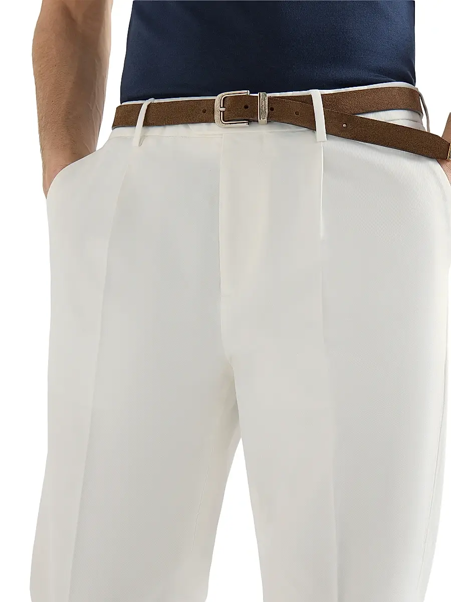 Brunello Cucinelli Men's Garment Dyed Trousers in Twisted Cotton Gabardine | Thumbnail 5 Brunello Cucinelli Men's Garment Dyed Trousers in Twisted Cotton Gabardine | Thumbnail 5