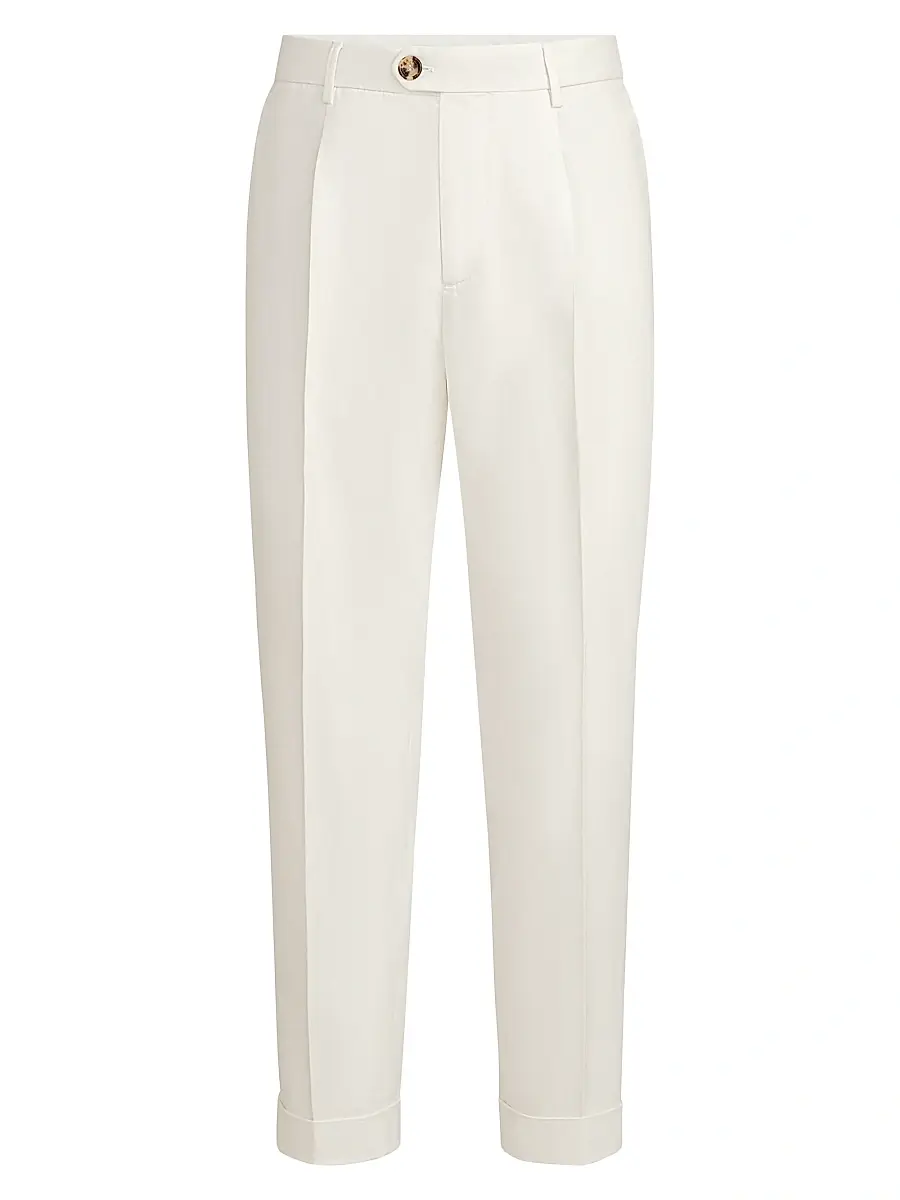 Brunello Cucinelli Men's Garment Dyed Trousers in Twisted Cotton Gabardine | Image 1 Brunello Cucinelli Men's Garment Dyed Trousers in Twisted Cotton Gabardine | Image 1