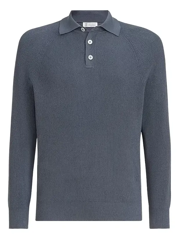 Men's Cotton English Rib Knit Polo Shirt