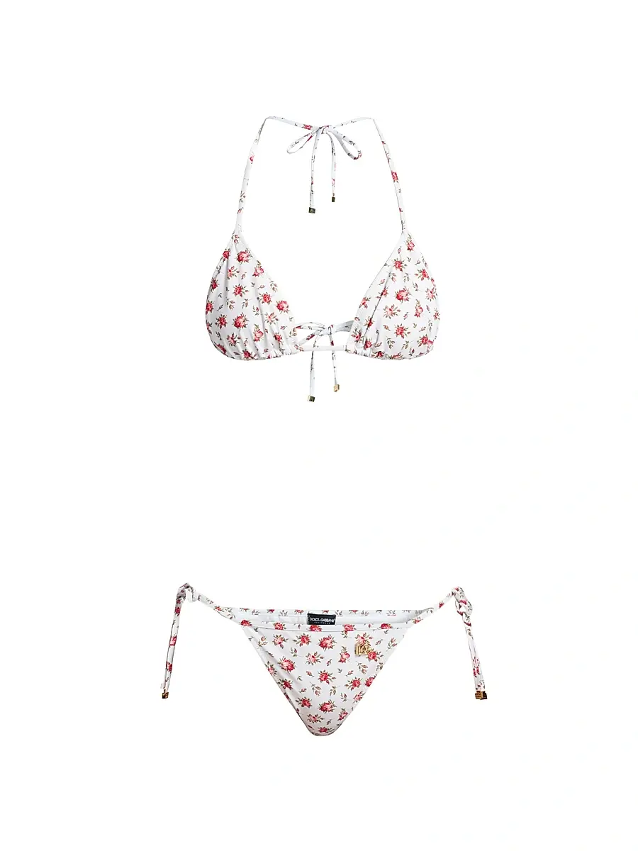 Dolce & Gabbana Women's Rose-Print Triangle Bikini | Image 1 Dolce & Gabbana Women's Rose-Print Triangle Bikini | Image 1