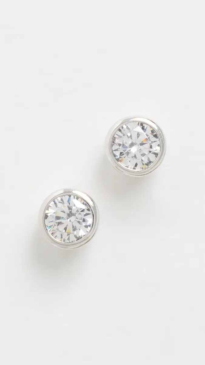 Shashi Solitaire Bezel Stud Earrings | Thumbnail 2