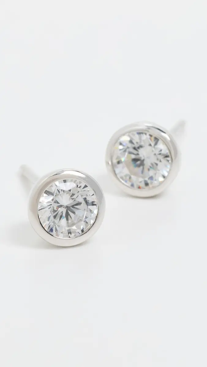 Shashi Solitaire Bezel Stud Earrings | Thumbnail 4