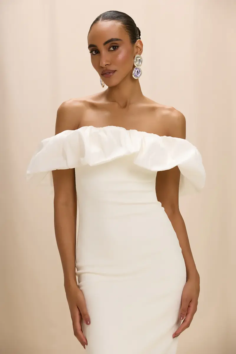 PatBo TAFFETA TARSILA RUFFLE MIDI DRESS | Thumbnail 3