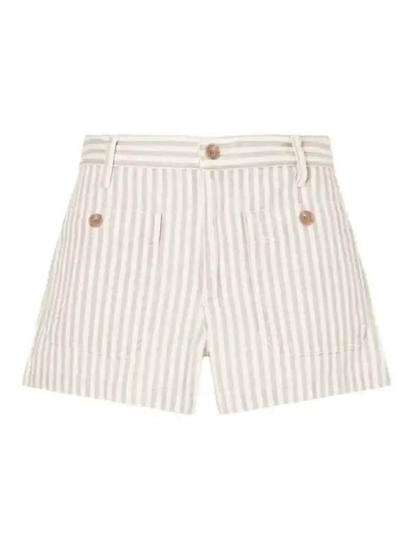 The Cruise Striped Cotton Denim Shorts The Cruise Striped Cotton Denim Shorts