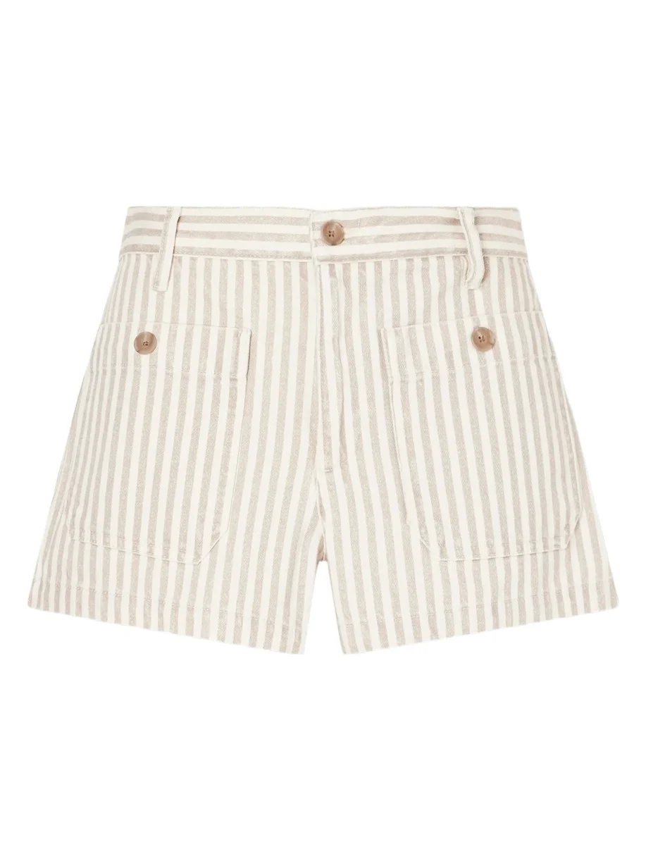 The Cruise Striped Cotton Denim Shorts The Cruise Striped Cotton Denim Shorts