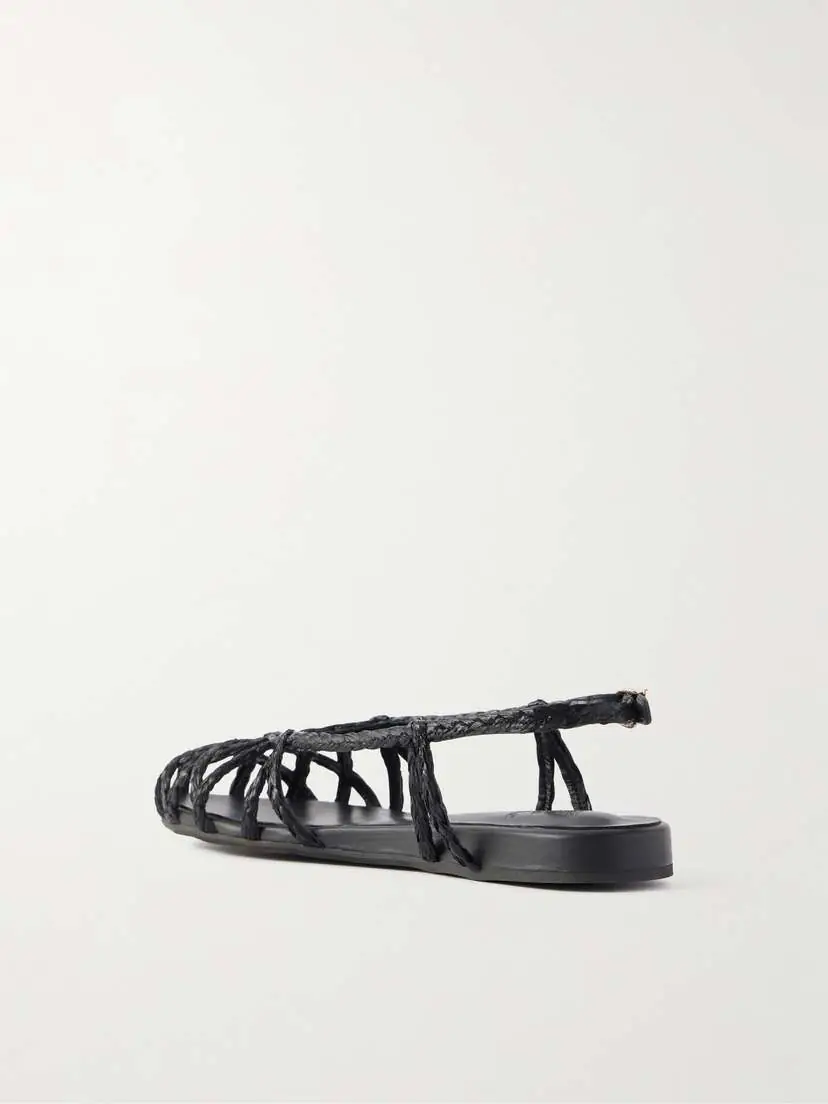 Ancient Greek Sandals Kardia Leather-trimmed Raffia Sandals | Thumbnail 3 Ancient Greek Sandals Kardia Leather-trimmed Raffia Sandals | Thumbnail 3