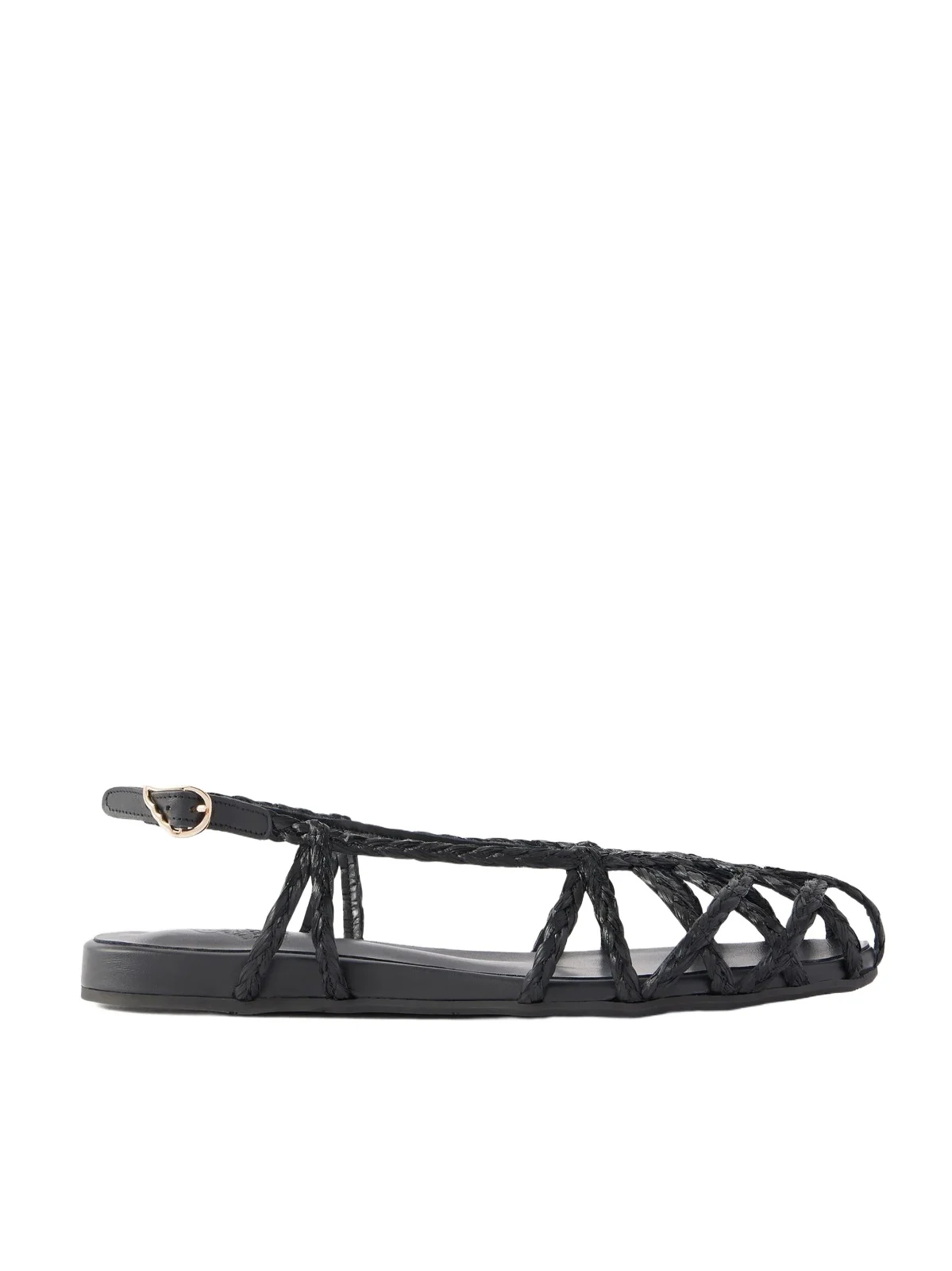 Ancient Greek Sandals Kardia Leather-trimmed Raffia Sandals