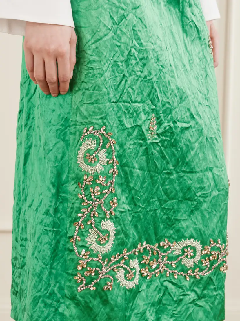 Erdem Embellished Crinkled-satin Midi Skirt | Thumbnail 5