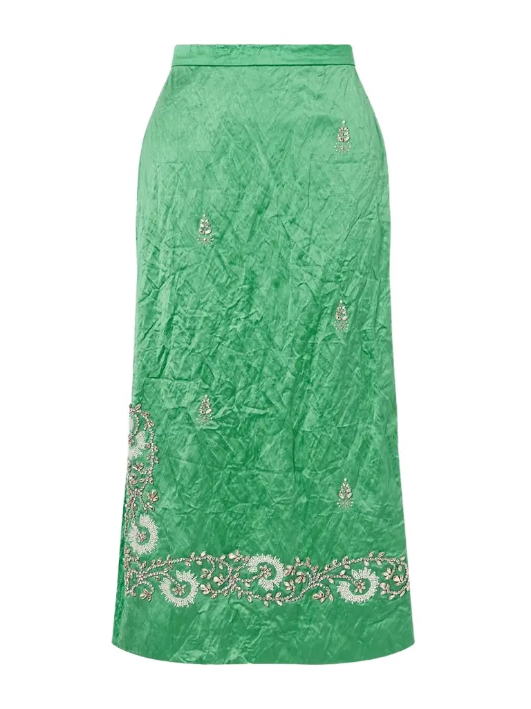 Embellished Crinkled-satin Midi Skirt Embellished Crinkled-satin Midi Skirt