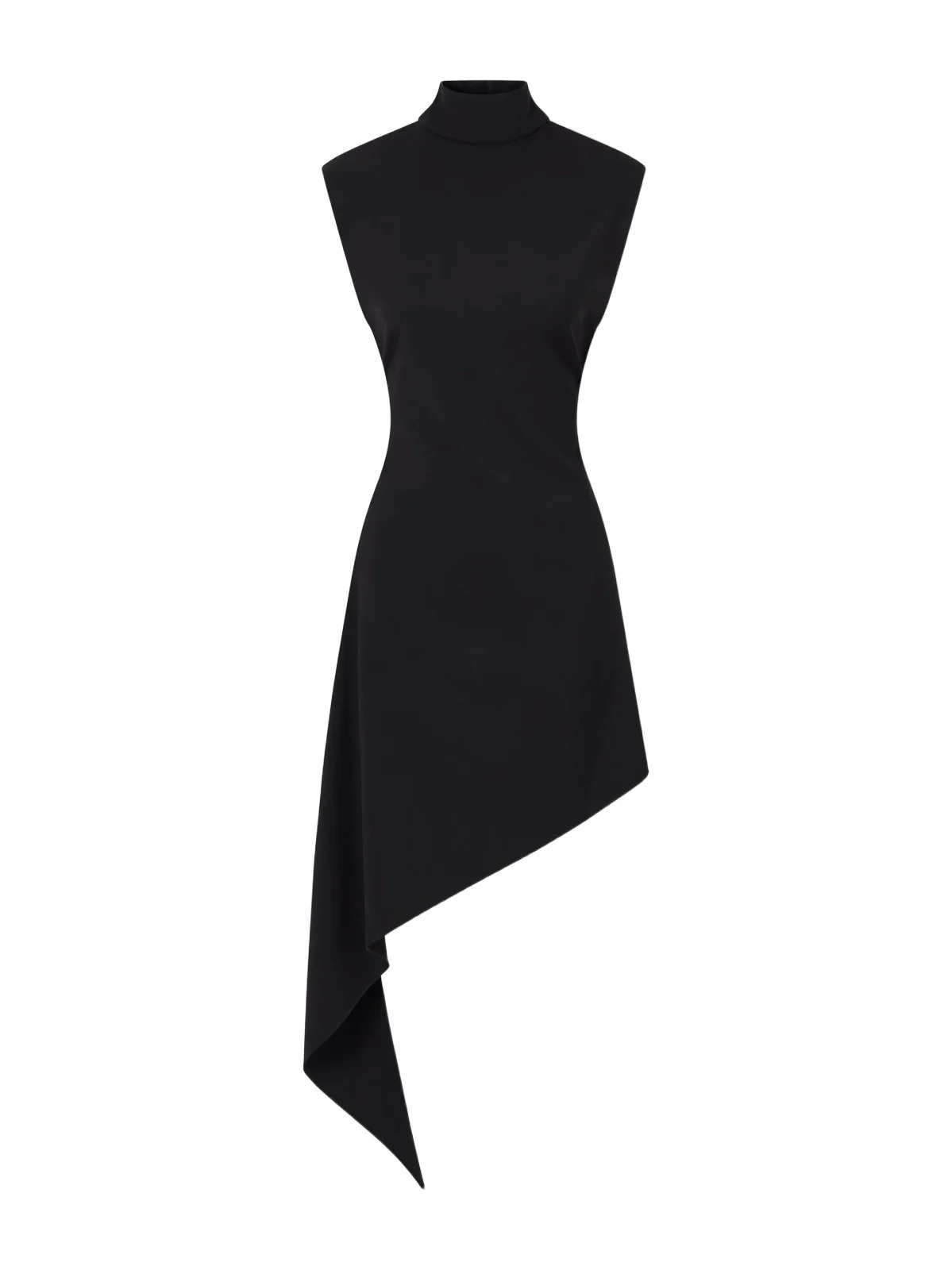 Asymmetric Wool-blend Gabardine Turtleneck Mini Dress Asymmetric Wool-blend Gabardine Turtleneck Mini Dress