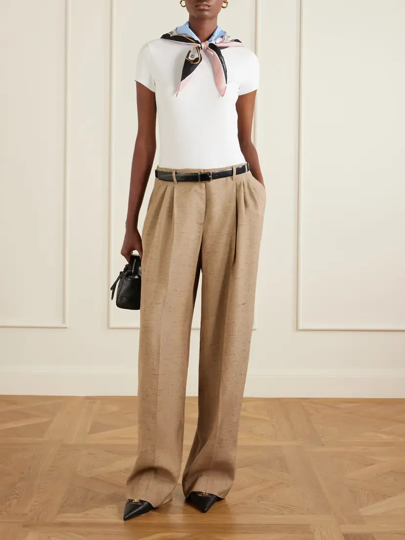 Dolce & Gabbana Belted Dupioni Wide-leg Pants | Thumbnail 2