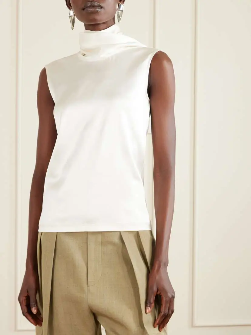 Bottega Veneta Tie-detailed Stretch-silk Satin Top | Thumbnail 3 Bottega Veneta Tie-detailed Stretch-silk Satin Top | Thumbnail 3