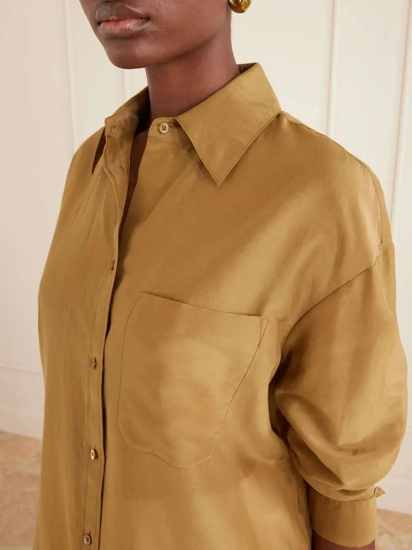 TWP Big Joe Cotton And Silk-blend Shirt - Neutrals | Thumbnail 5