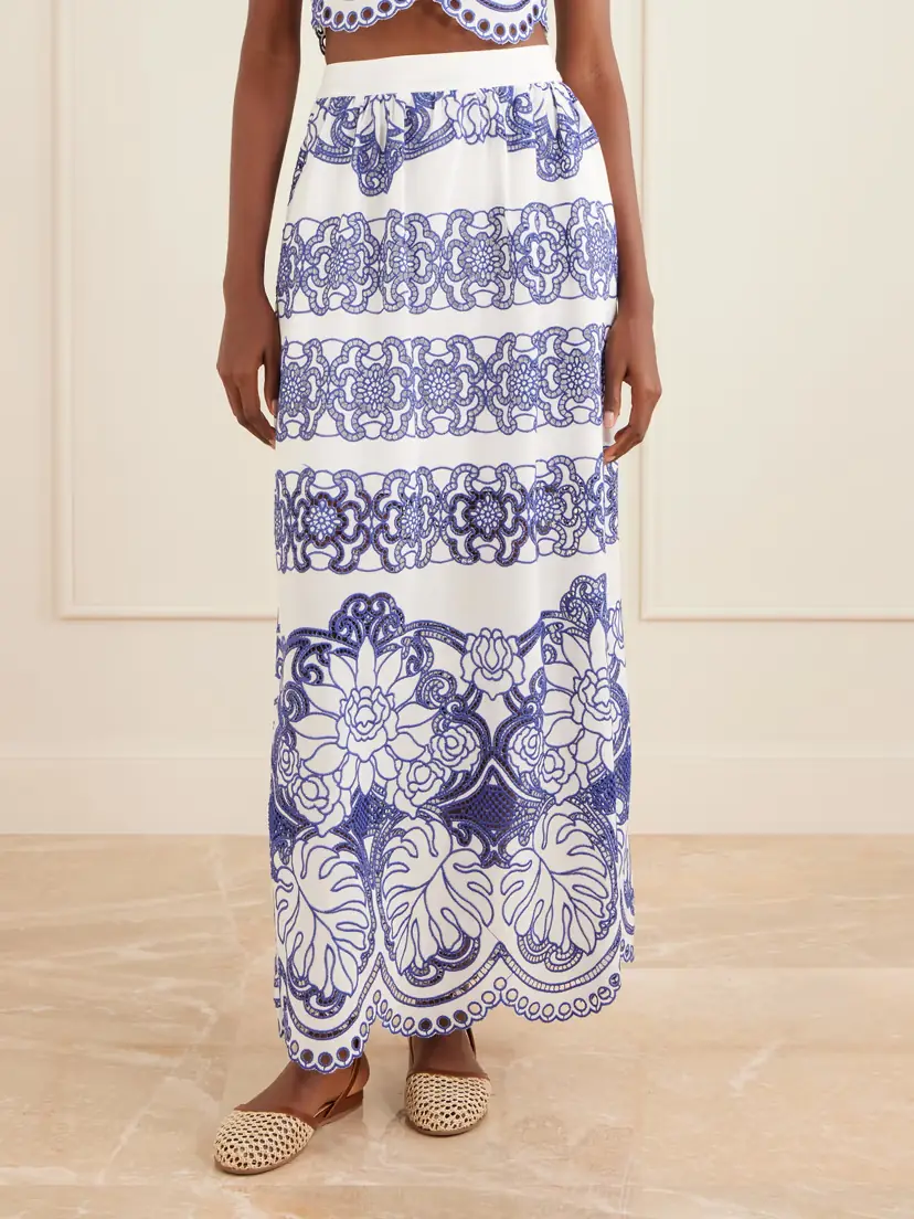 Borgo de Nor Belan Scalloped Broderie Anglaise Cotton-blend Maxi Skirt | Thumbnail 3