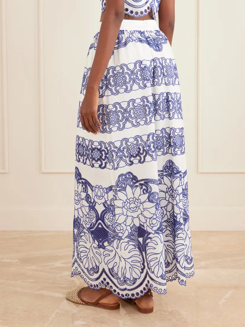 Borgo de Nor Belan Scalloped Broderie Anglaise Cotton-blend Maxi Skirt | Thumbnail 4