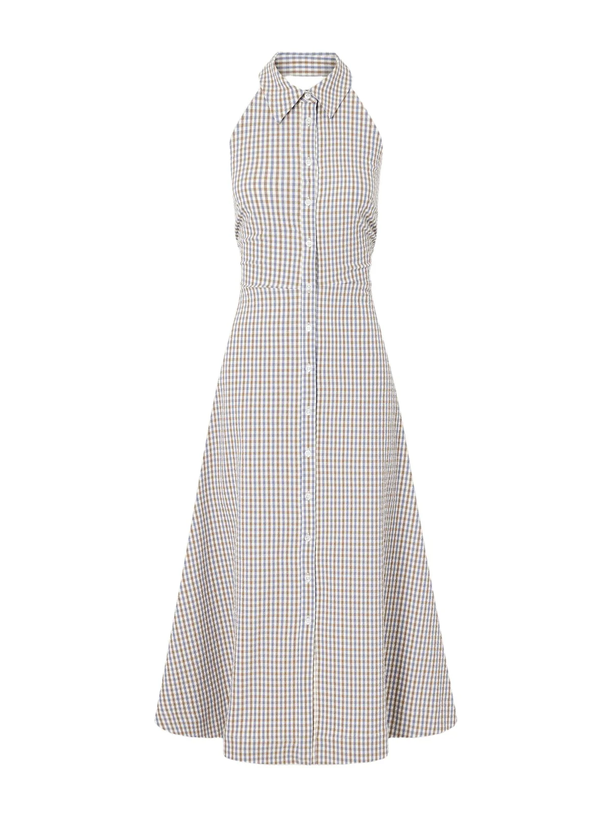 Mackey Checked Cotton-seersucker Midi Dress