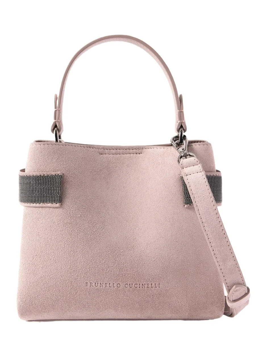 Bead-embellished Suede Top-handle Bag Bead-embellished Suede Top-handle Bag