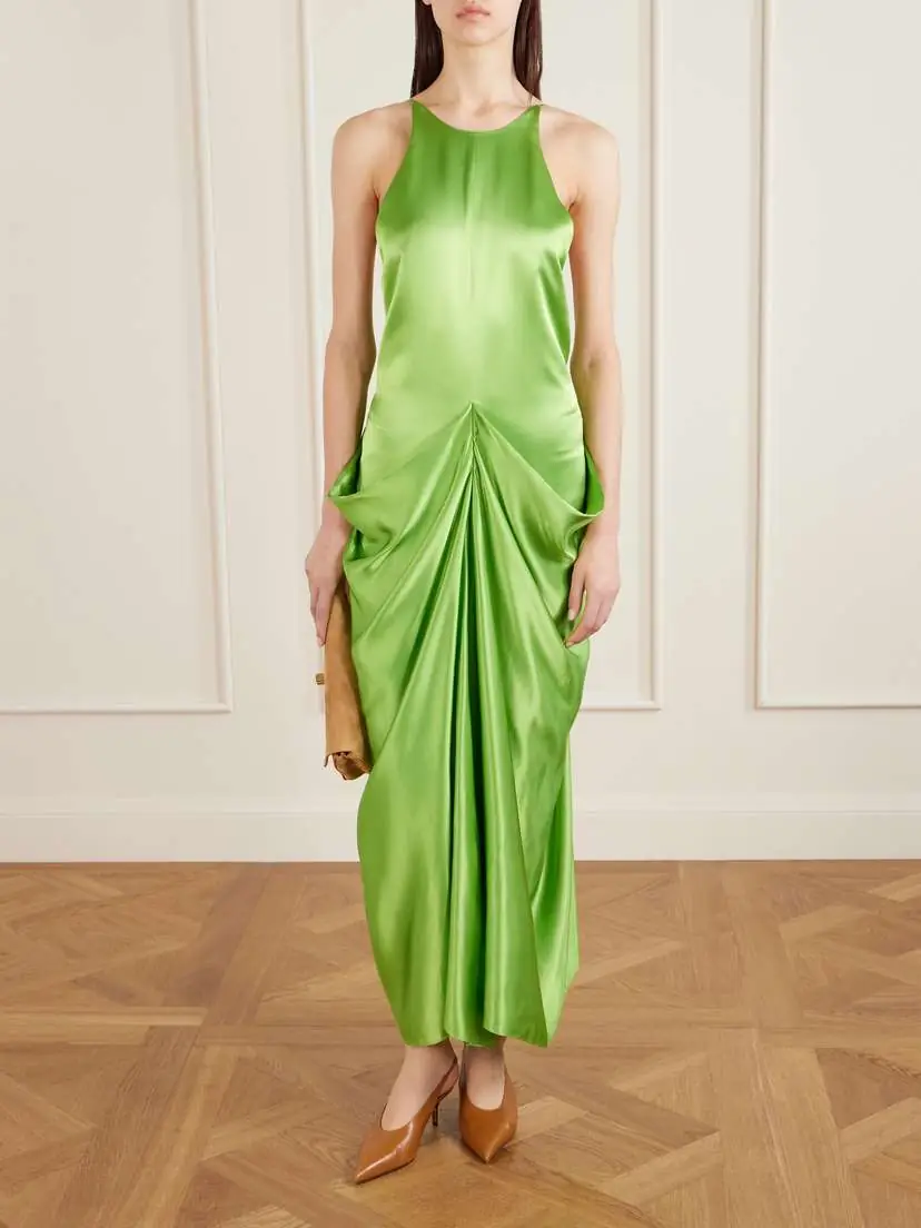 Khaite Kent Open-back Draped Satin Maxi Dress | Thumbnail 2 Khaite Kent Open-back Draped Satin Maxi Dress | Thumbnail 2