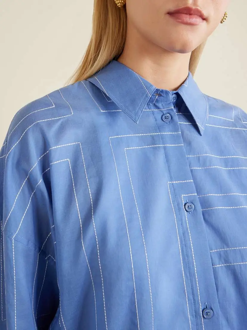 TOTEME Embroidered Organic Cotton And Lyocell-blend Shirt | Thumbnail 5