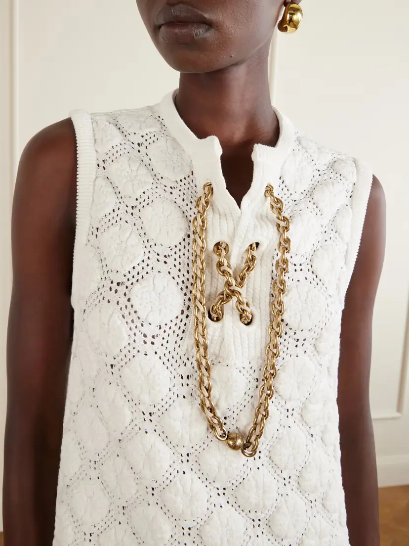 Burberry Embellihsed Knitted Cotton-blend Mini Dress | Thumbnail 4