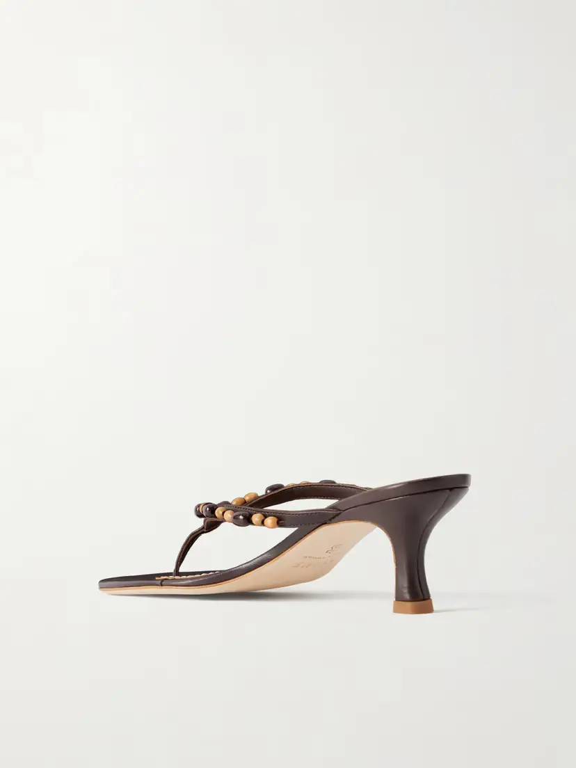 Staud Freja Bead-embellished Leather Thong Sandals | Thumbnail 3