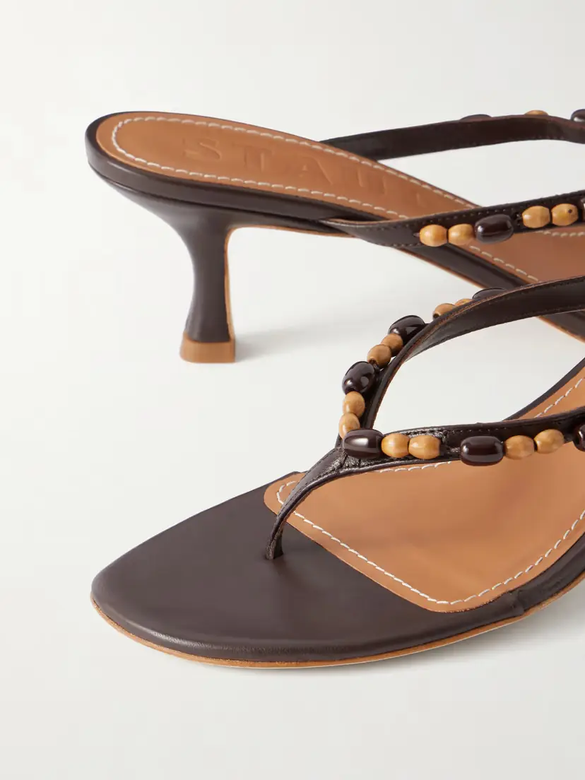 Staud Freja Bead-embellished Leather Thong Sandals | Thumbnail 5
