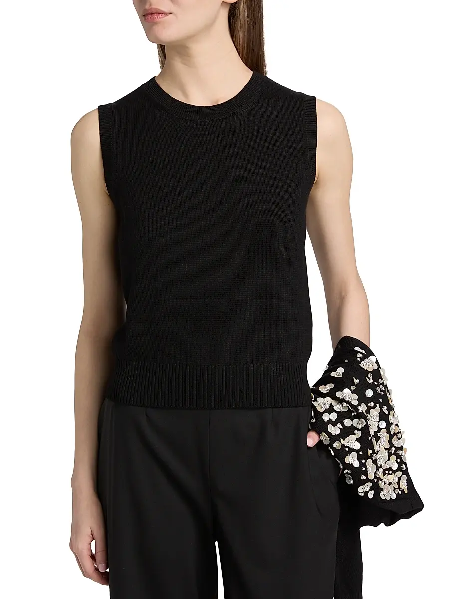 Oscar de la Renta Women's Virgin Wool Tank | Thumbnail 3 Oscar de la Renta Women's Virgin Wool Tank | Thumbnail 3